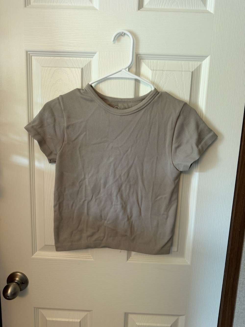 Gilly Hicks Ribbed Short Sleeve Tee in Taupe